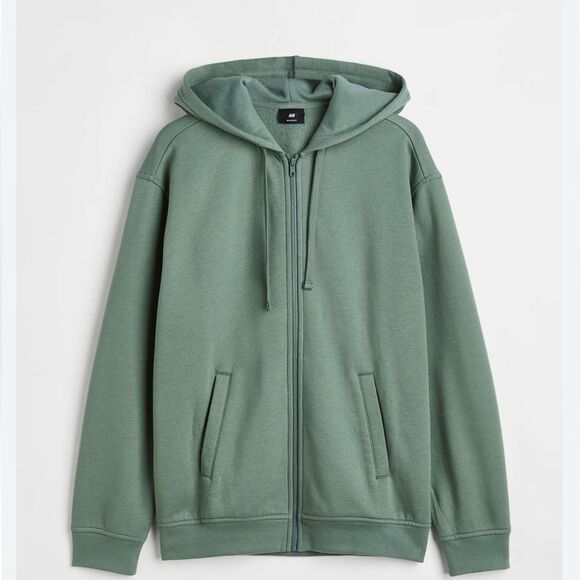 H&M Full Zip Jacket Hooded Women Medium Dark Green Relaxed Fit Pockets. - Picture 14 of 14